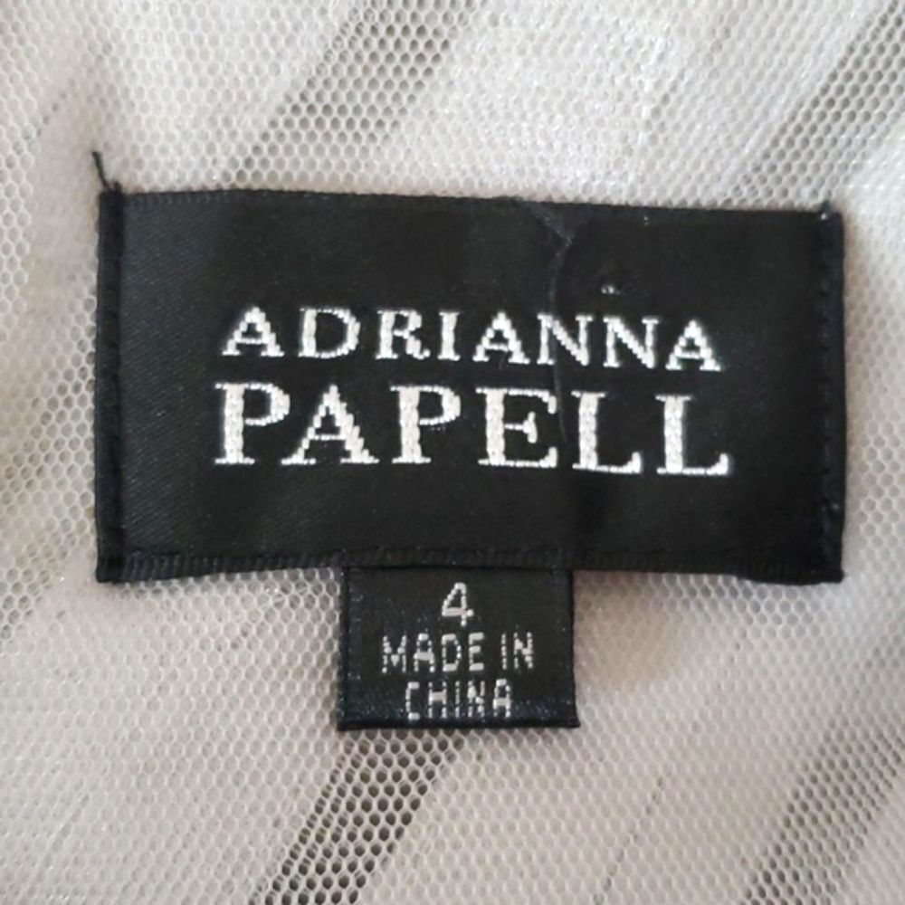 Adrianna Papell Silver Metallic Ruffle Tiered Cocktail Evening Dress Sleeveless - Picture 12 of 17